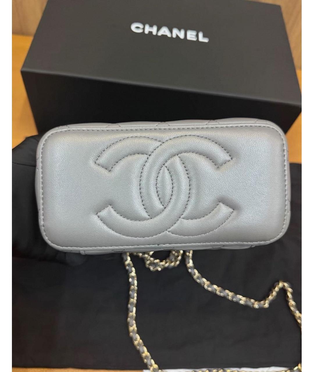CHANEL Серая кожаная сумка через плечо, фото 8