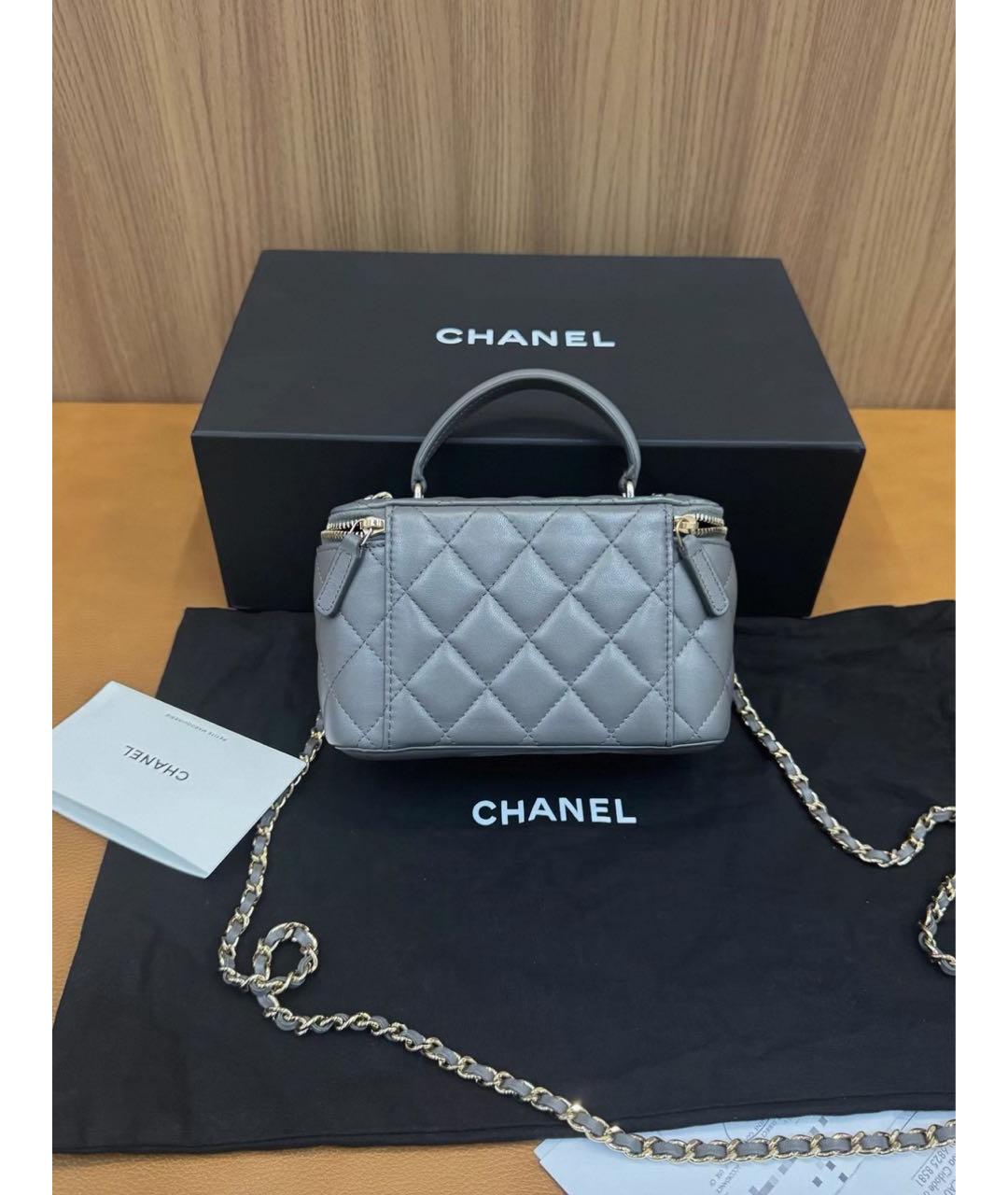 CHANEL Серая кожаная сумка через плечо, фото 3