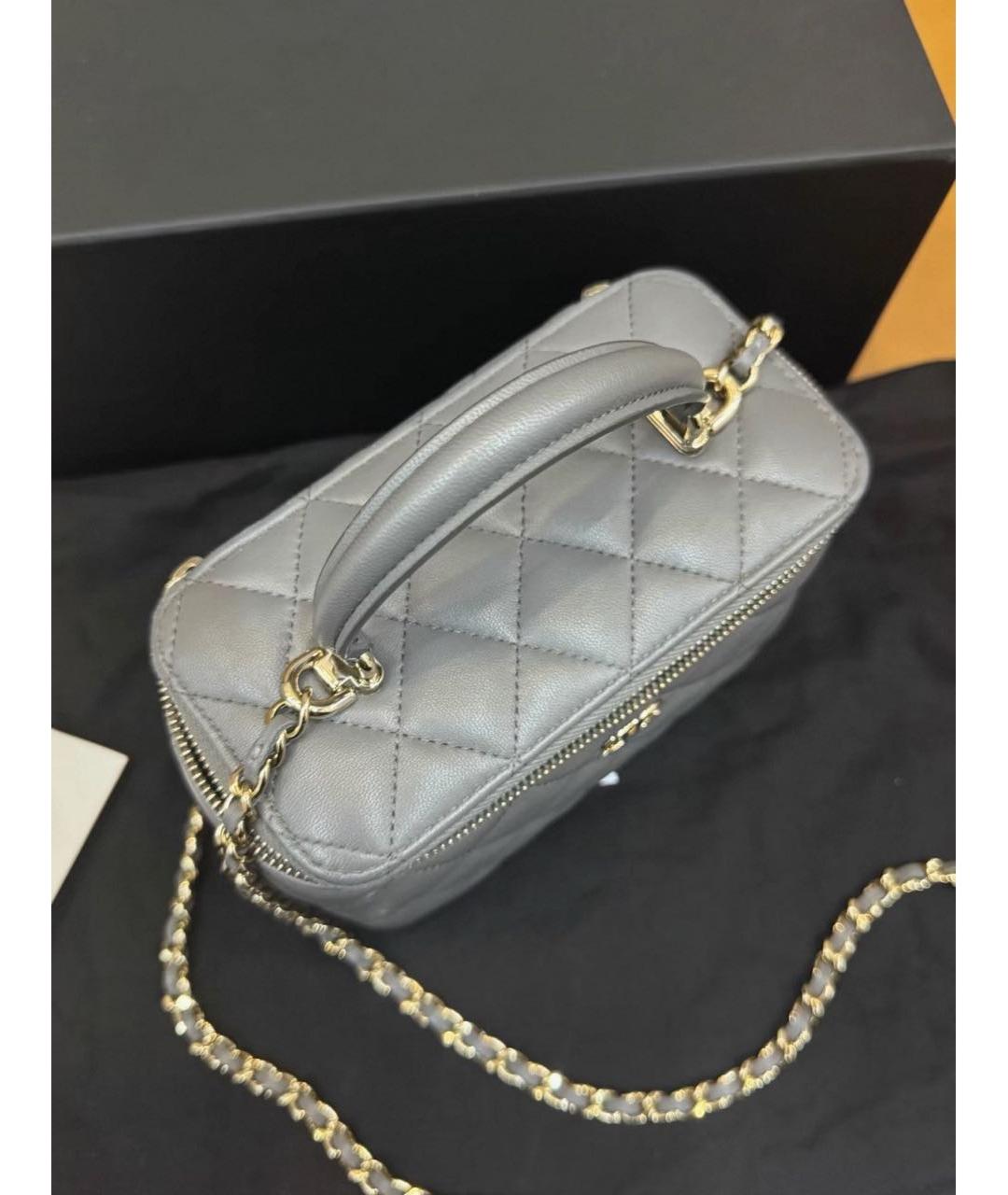 CHANEL Серая кожаная сумка через плечо, фото 5