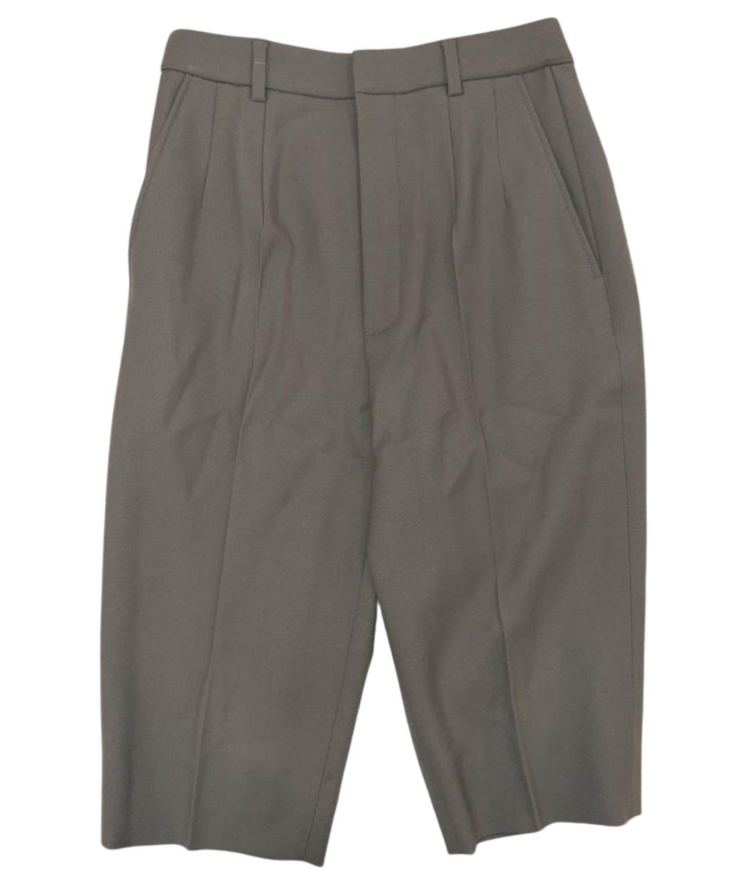 SAINT LAURENT Антрацитовые шерстяные капри, фото 1