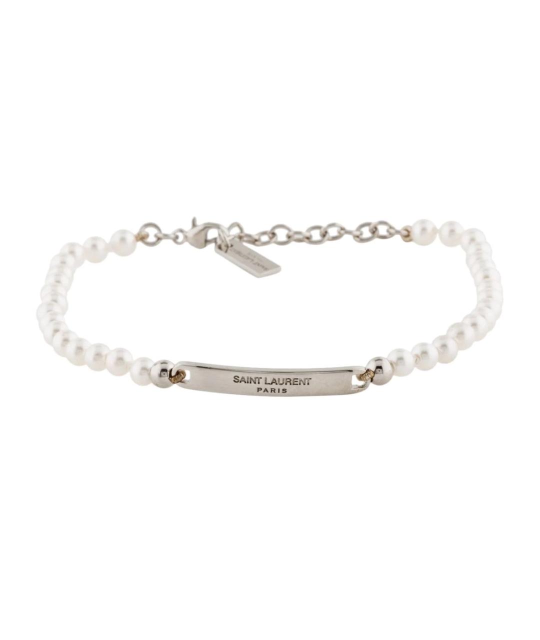 SAINT LAURENT Белый латунный браслет, фото 1