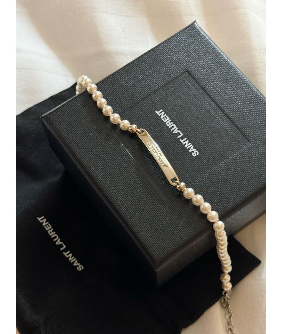 SAINT LAURENT Белый латунный браслет, фото 2