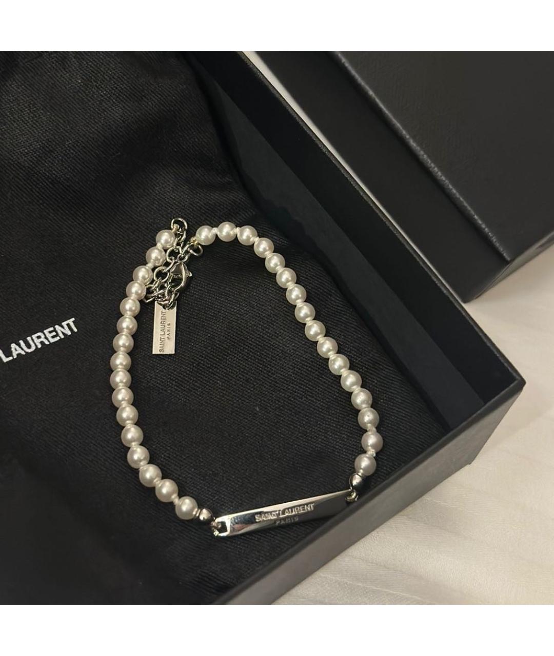 SAINT LAURENT Белый латунный браслет, фото 3