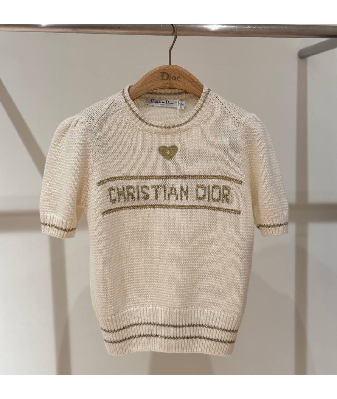 CHRISTIAN DIOR Бежевый шерстяной джемпер / свитер, фото 2