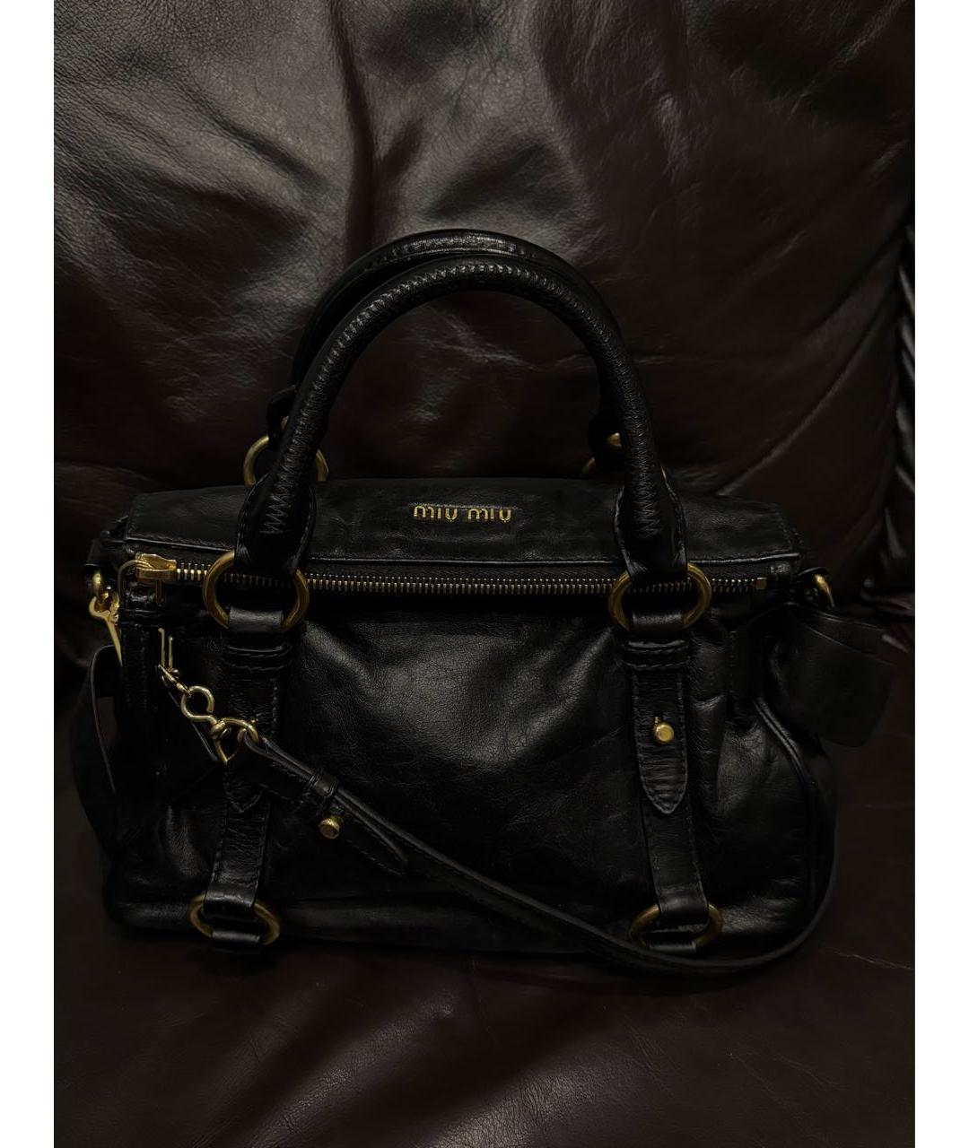 MIU MIU Черная кожаная сумка через плечо, фото 2