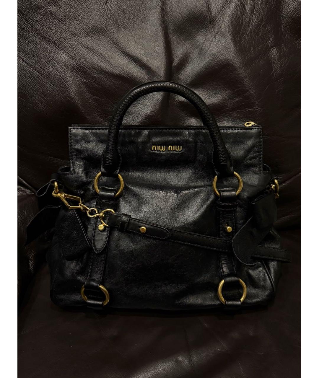 MIU MIU Черная кожаная сумка через плечо, фото 3