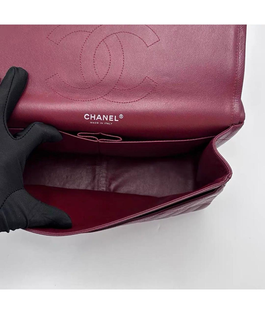 CHANEL Бордовая кожаная сумка через плечо, фото 4