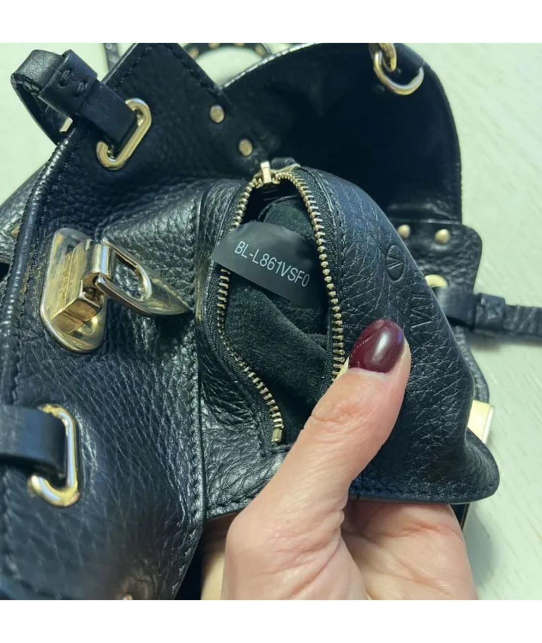 VALENTINO Черная кожаная сумка через плечо, фото 4
