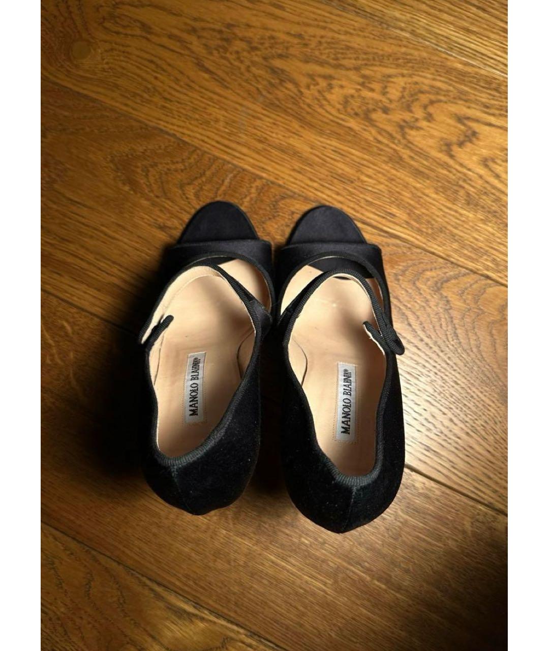 MANOLO BLAHNIK Черные текстильные туфли, фото 3