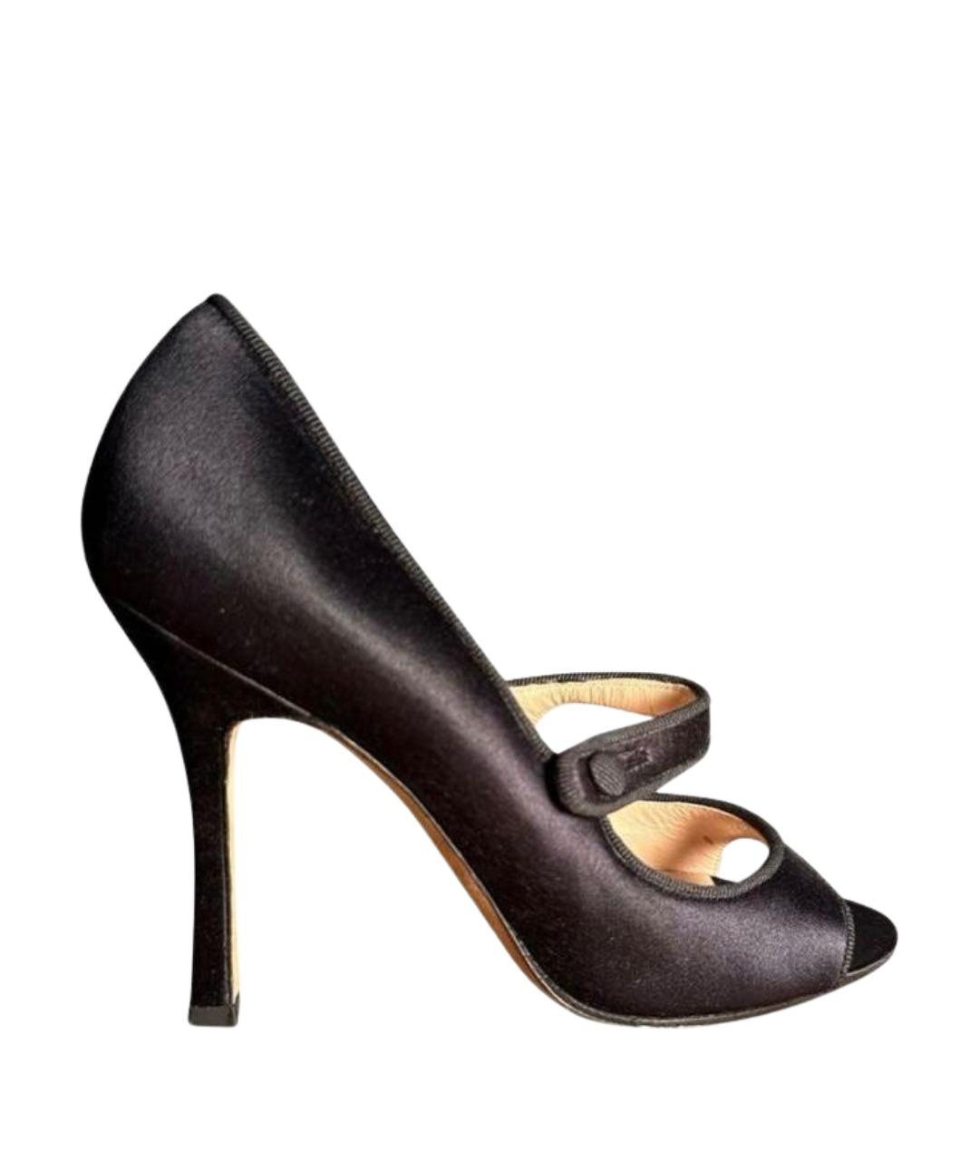 MANOLO BLAHNIK Черные текстильные туфли, фото 1