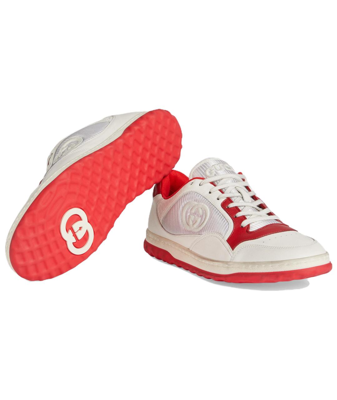 GUCCI Белые кожаные низкие кроссовки / кеды, фото 5