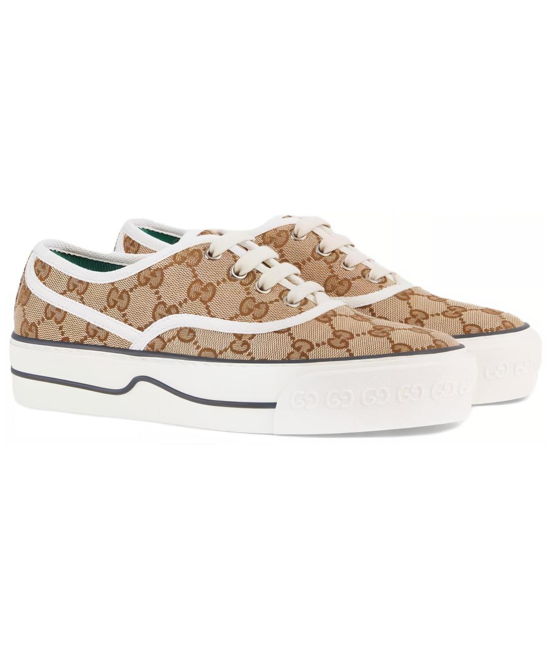 GUCCI Бежевые текстильные кеды, фото 4