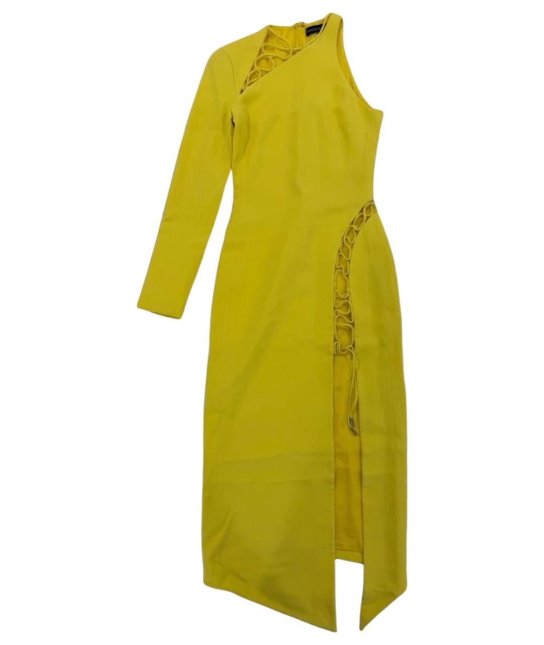 DAVID KOMA Желтое шелковое коктейльное платье, фото 1