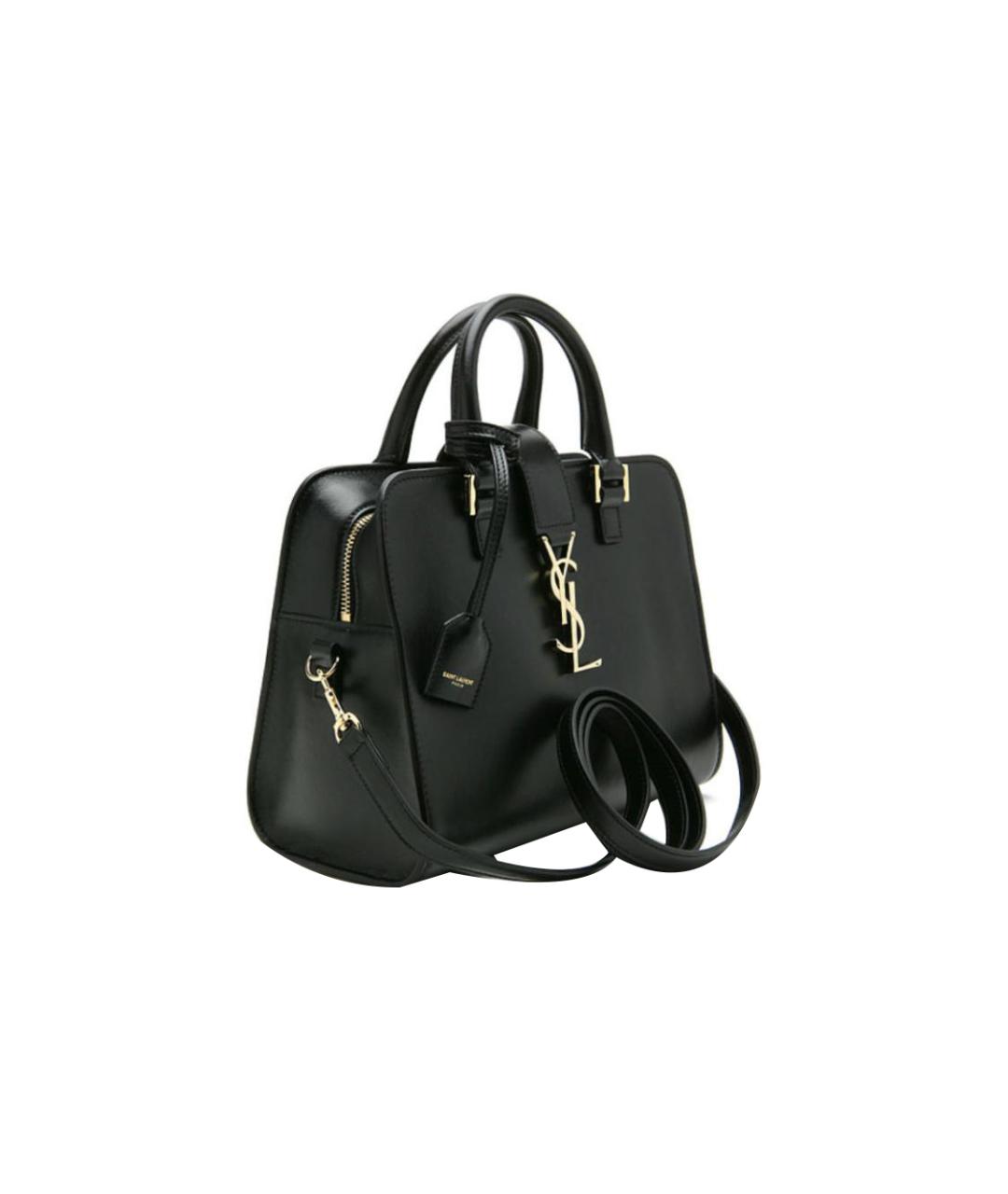 SAINT LAURENT Черная кожаная сумка на плечо, фото 2