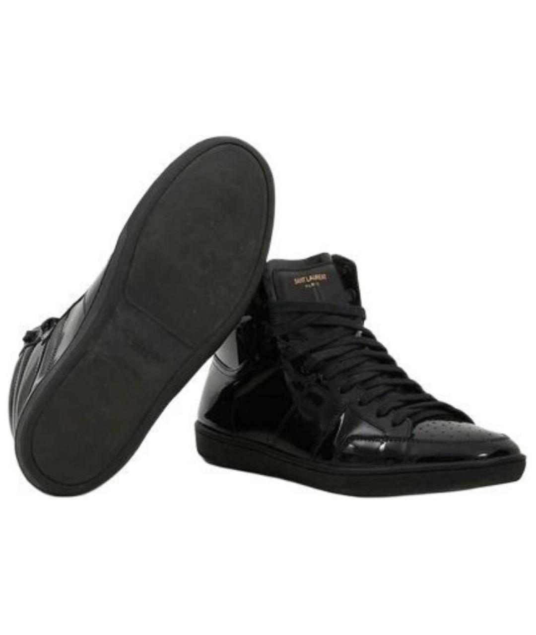 SAINT LAURENT Черные кожаные высокие кроссовки / кеды, фото 7