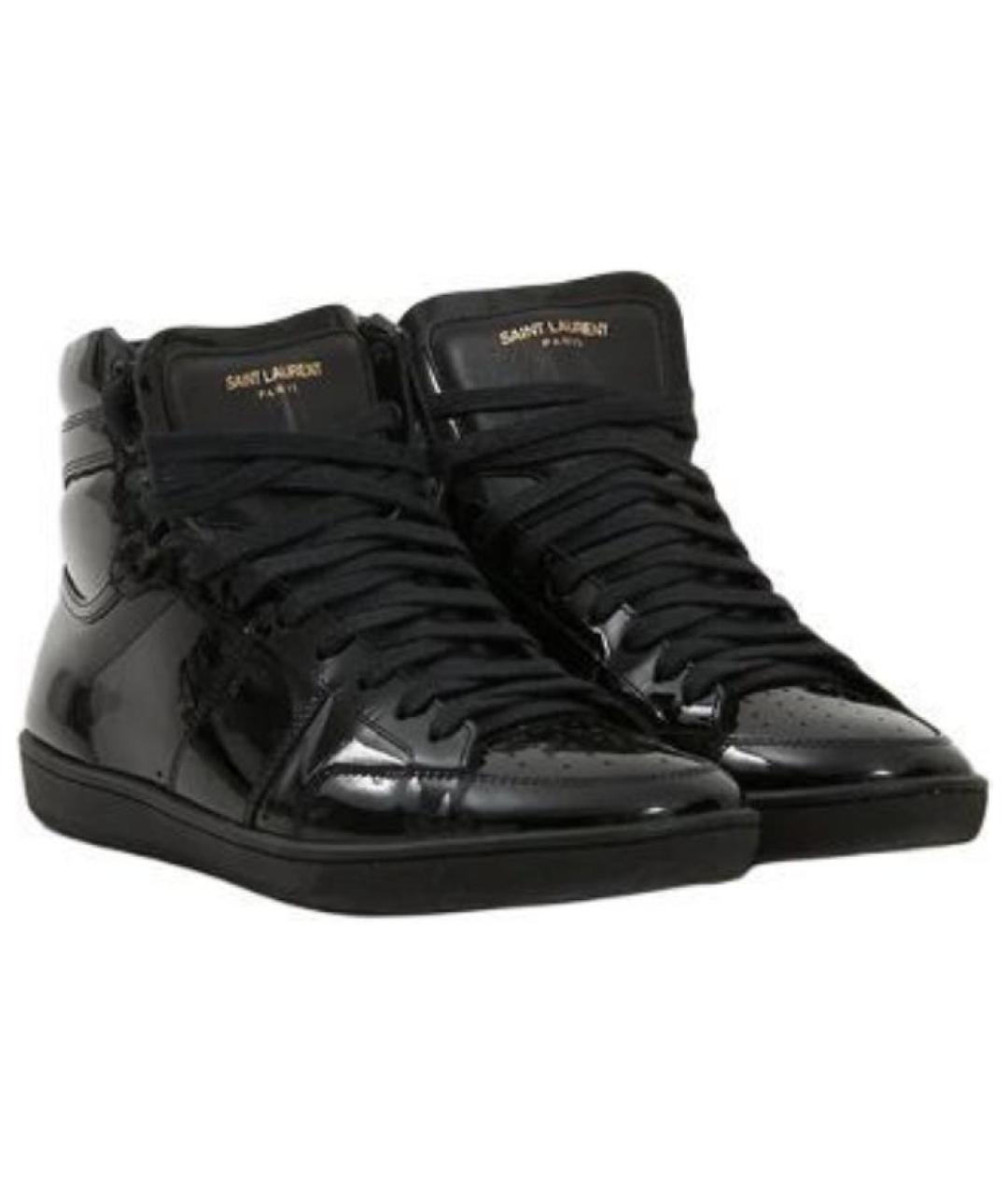 SAINT LAURENT Черные кожаные высокие кроссовки / кеды, фото 3