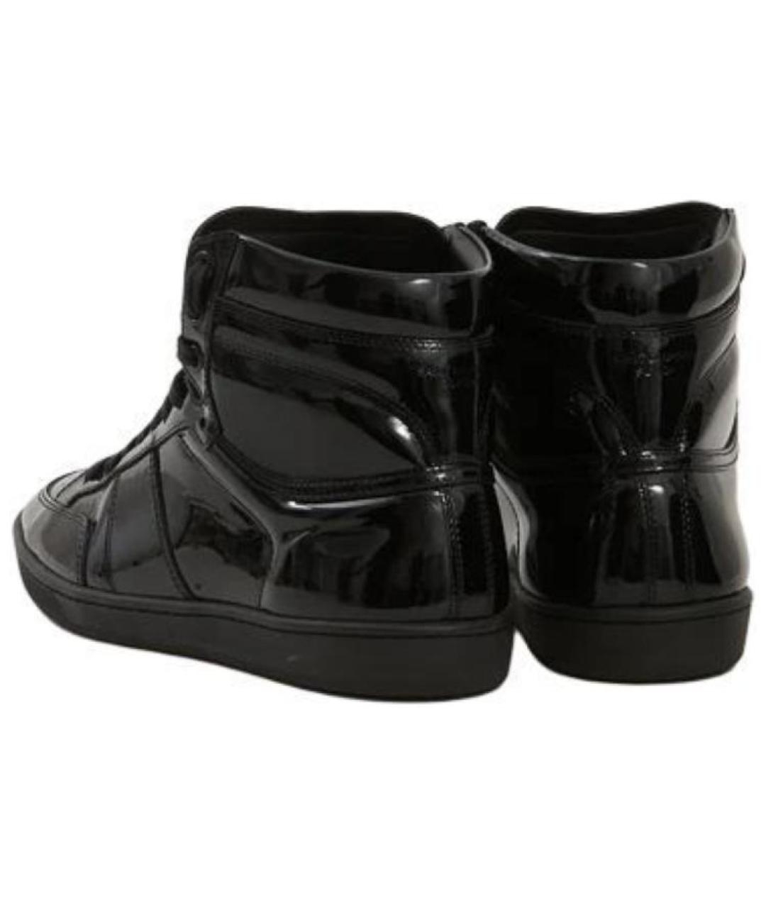 SAINT LAURENT Черные кожаные высокие кроссовки / кеды, фото 4