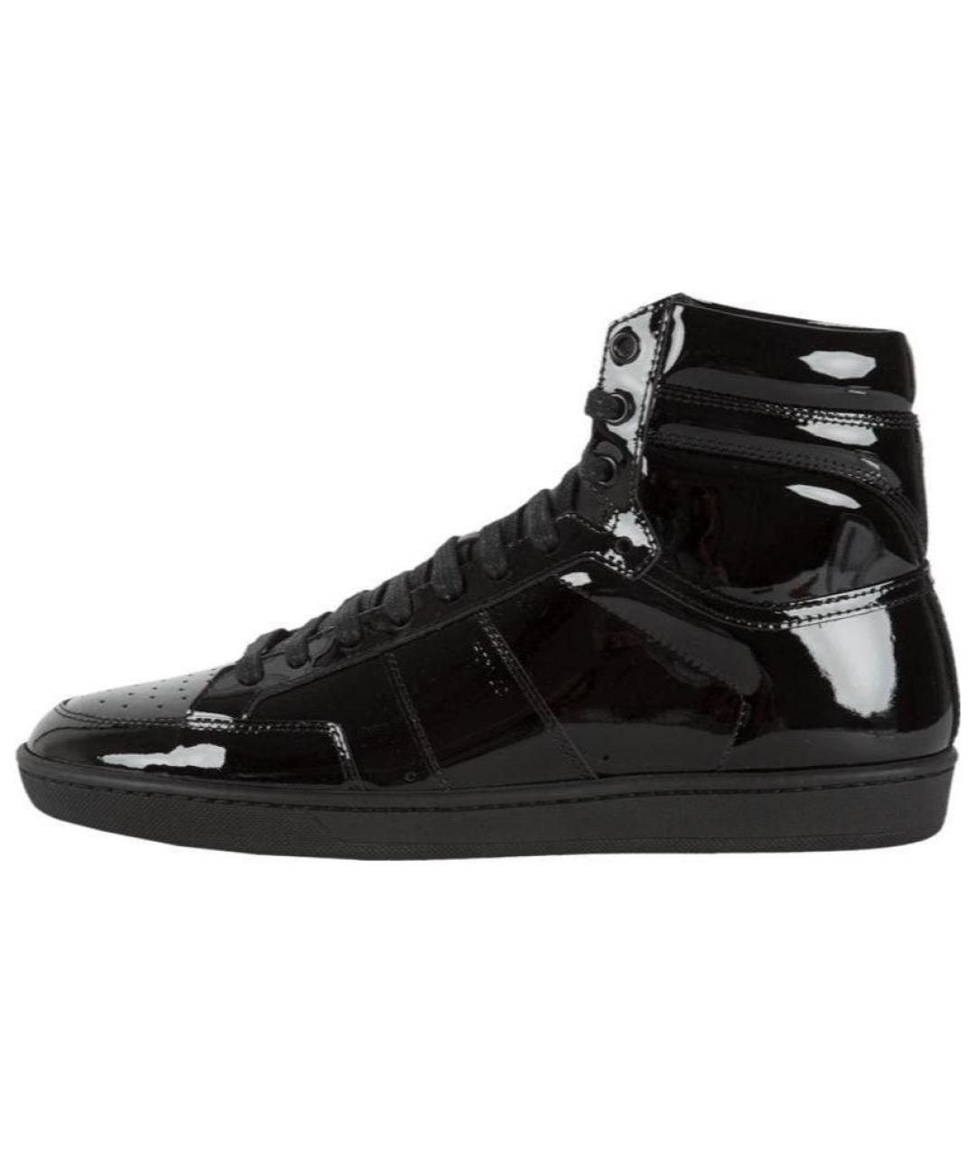 SAINT LAURENT Черные кожаные высокие кроссовки / кеды, фото 2