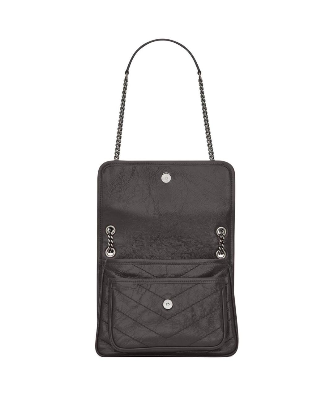 SAINT LAURENT Черная кожаная сумка через плечо, фото 6