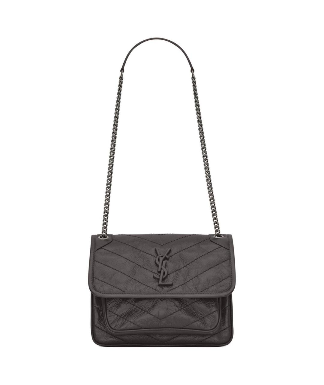SAINT LAURENT Черная кожаная сумка через плечо, фото 1