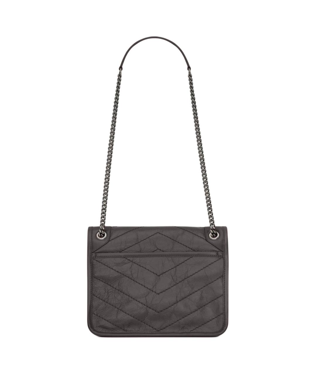 SAINT LAURENT Черная кожаная сумка через плечо, фото 5