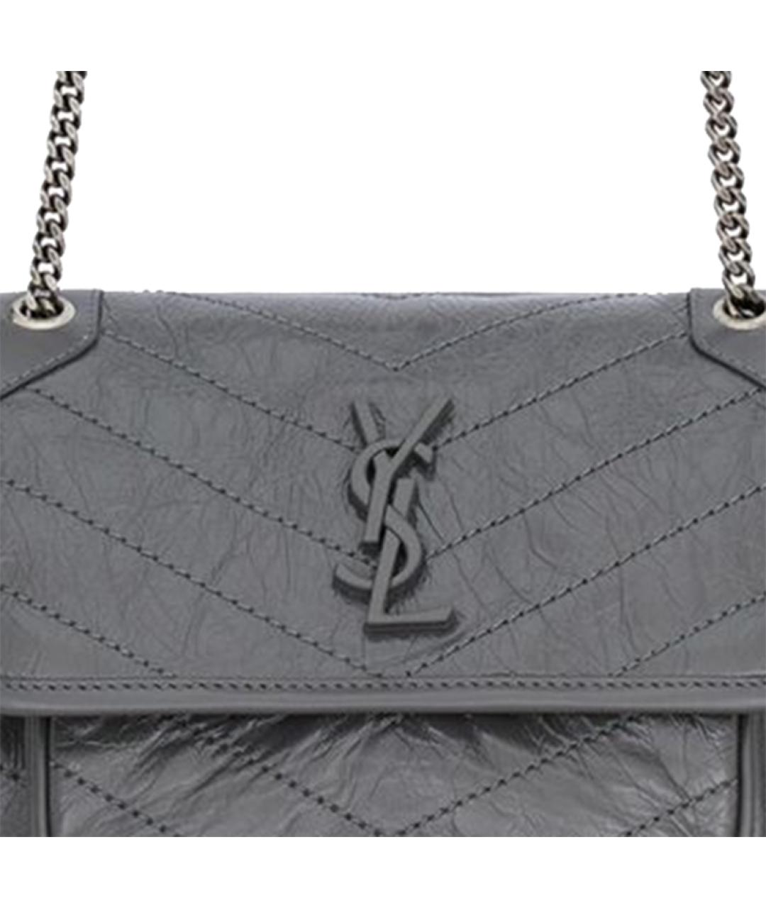 SAINT LAURENT Черная кожаная сумка через плечо, фото 7