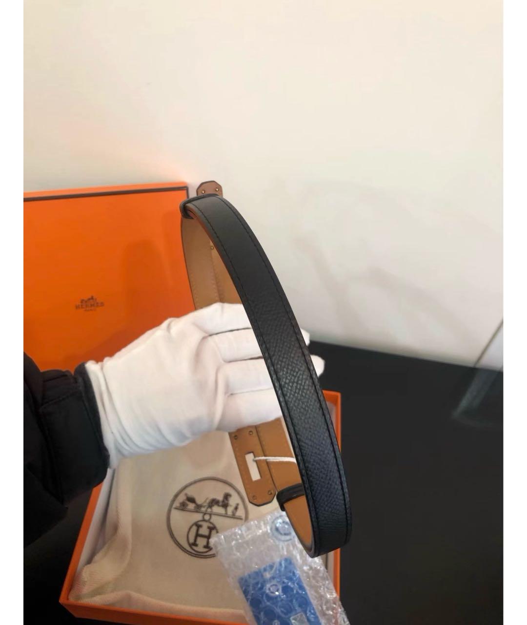 HERMES Черный кожаный ремень, фото 5