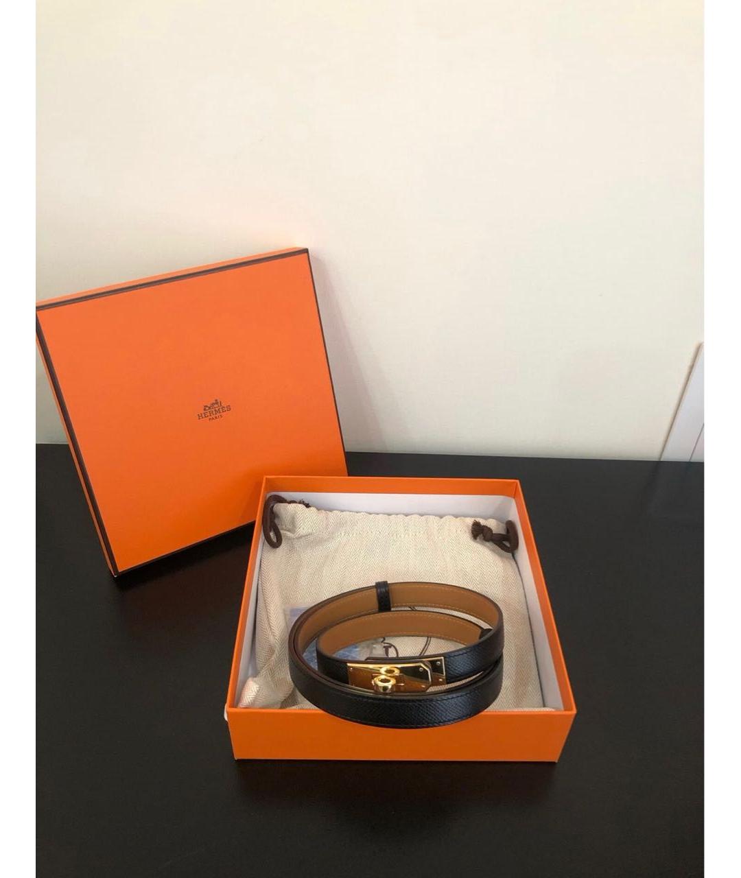 HERMES Черный кожаный ремень, фото 8