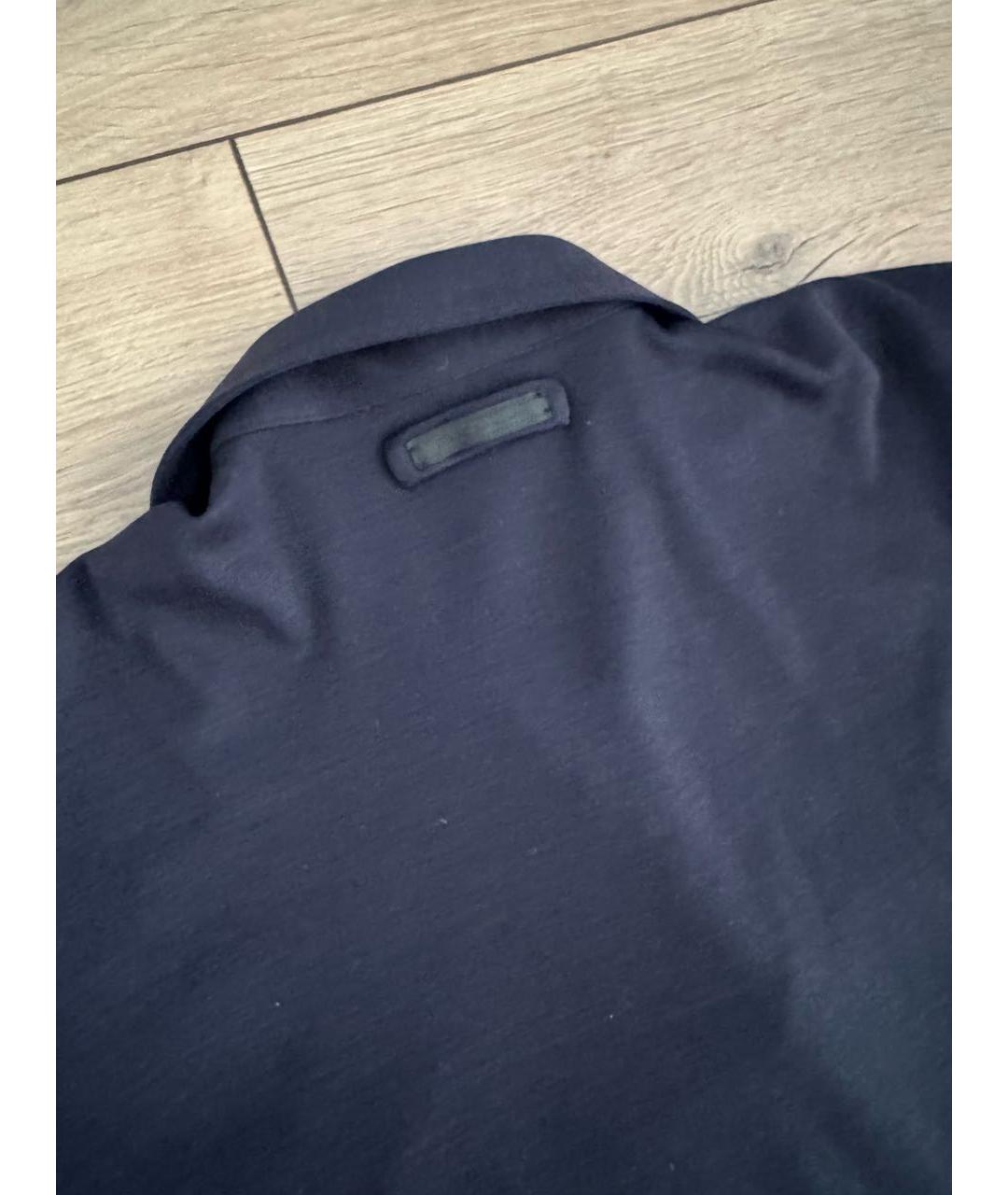 PRADA Темно-синее хлопко-шерстяное поло с длинным рукавом, фото 7