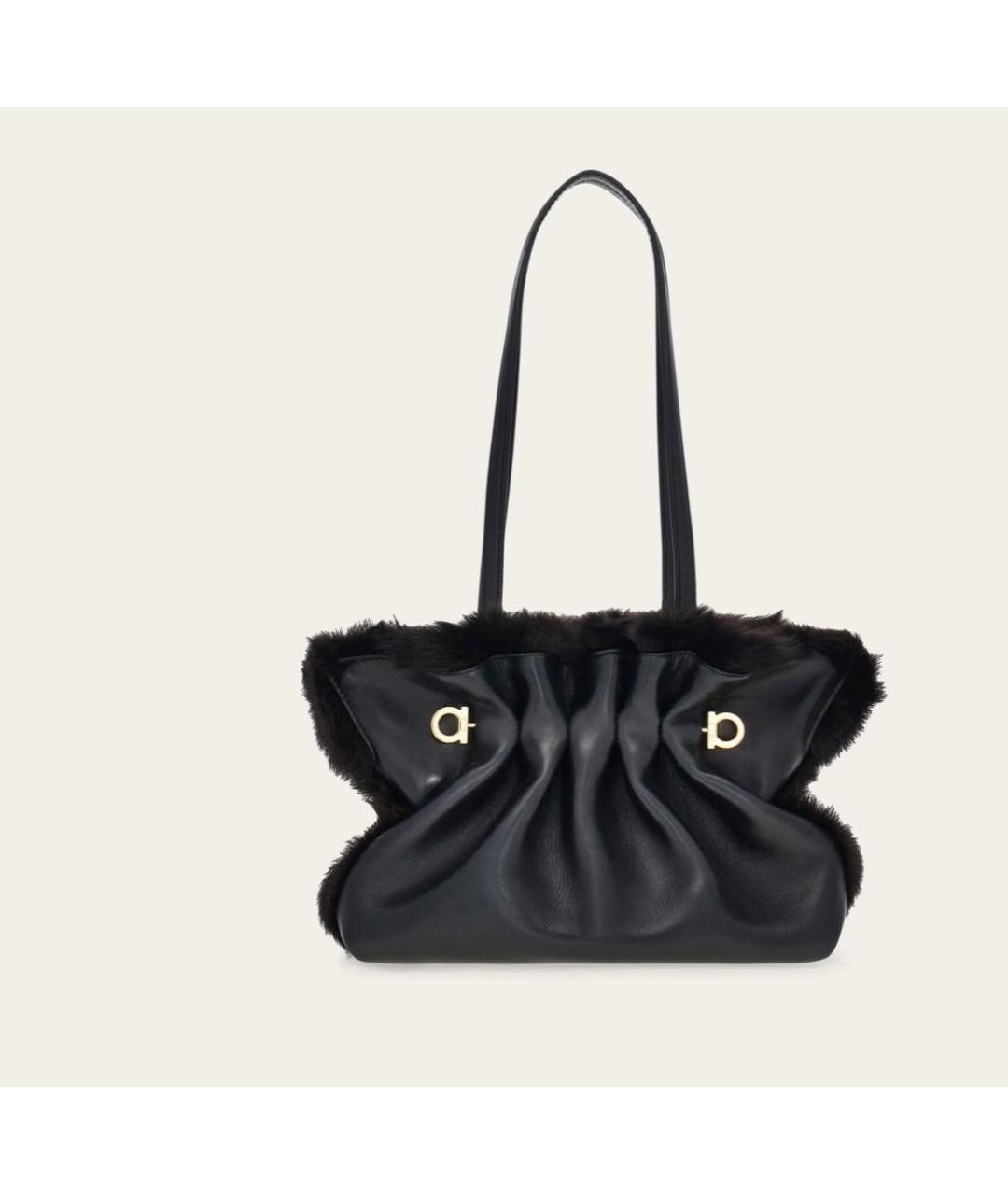 FERRAGAMO Черная кожаная сумка с короткими ручками, фото 5