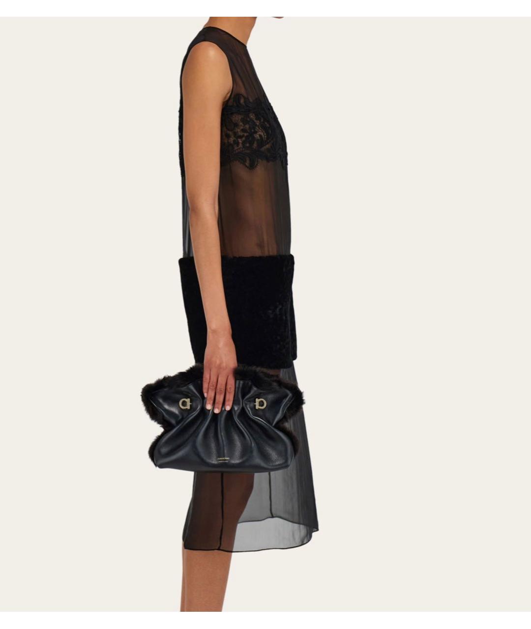 FERRAGAMO Черная кожаная сумка с короткими ручками, фото 3