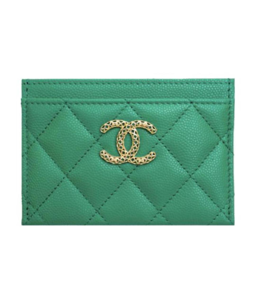 CHANEL Зеленый кожаный кардхолдер, фото 1