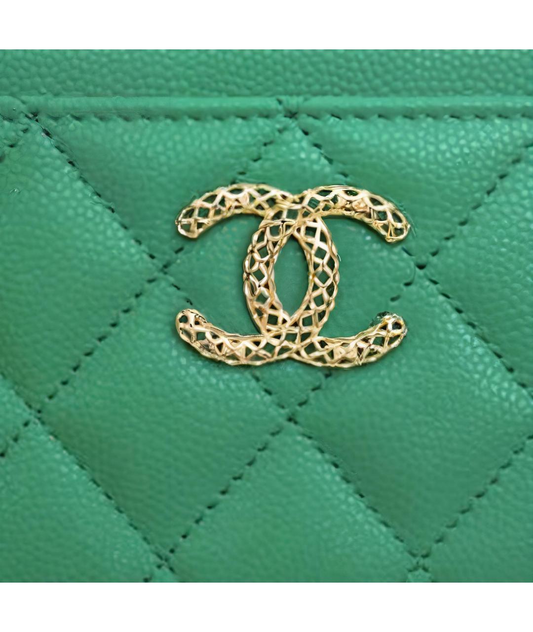 CHANEL Зеленый кожаный кардхолдер, фото 2