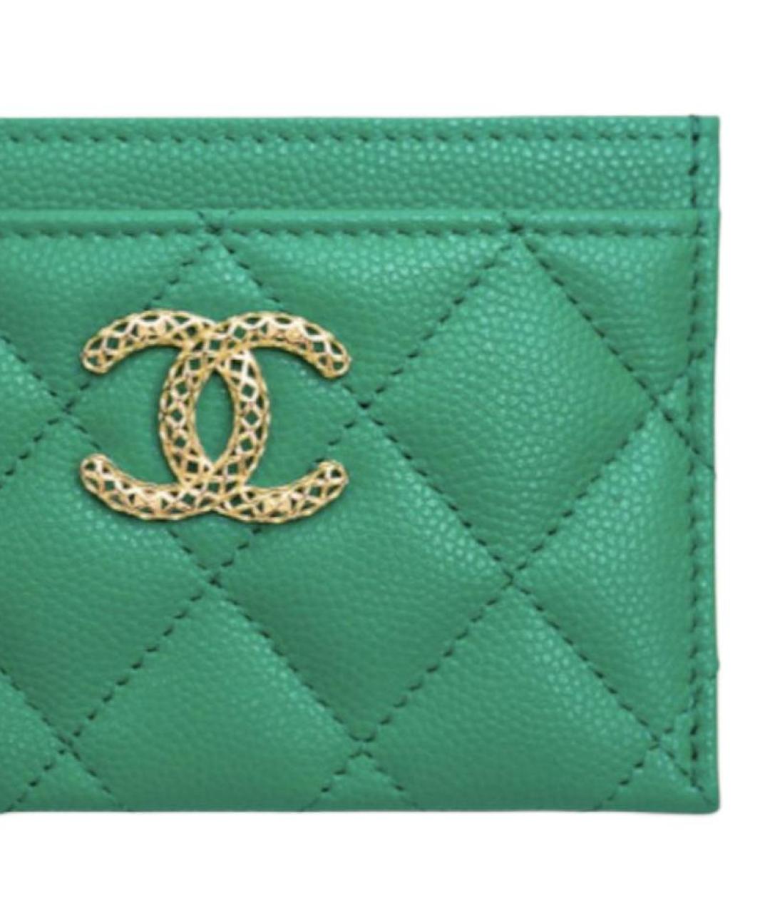 CHANEL Зеленый кожаный кардхолдер, фото 3