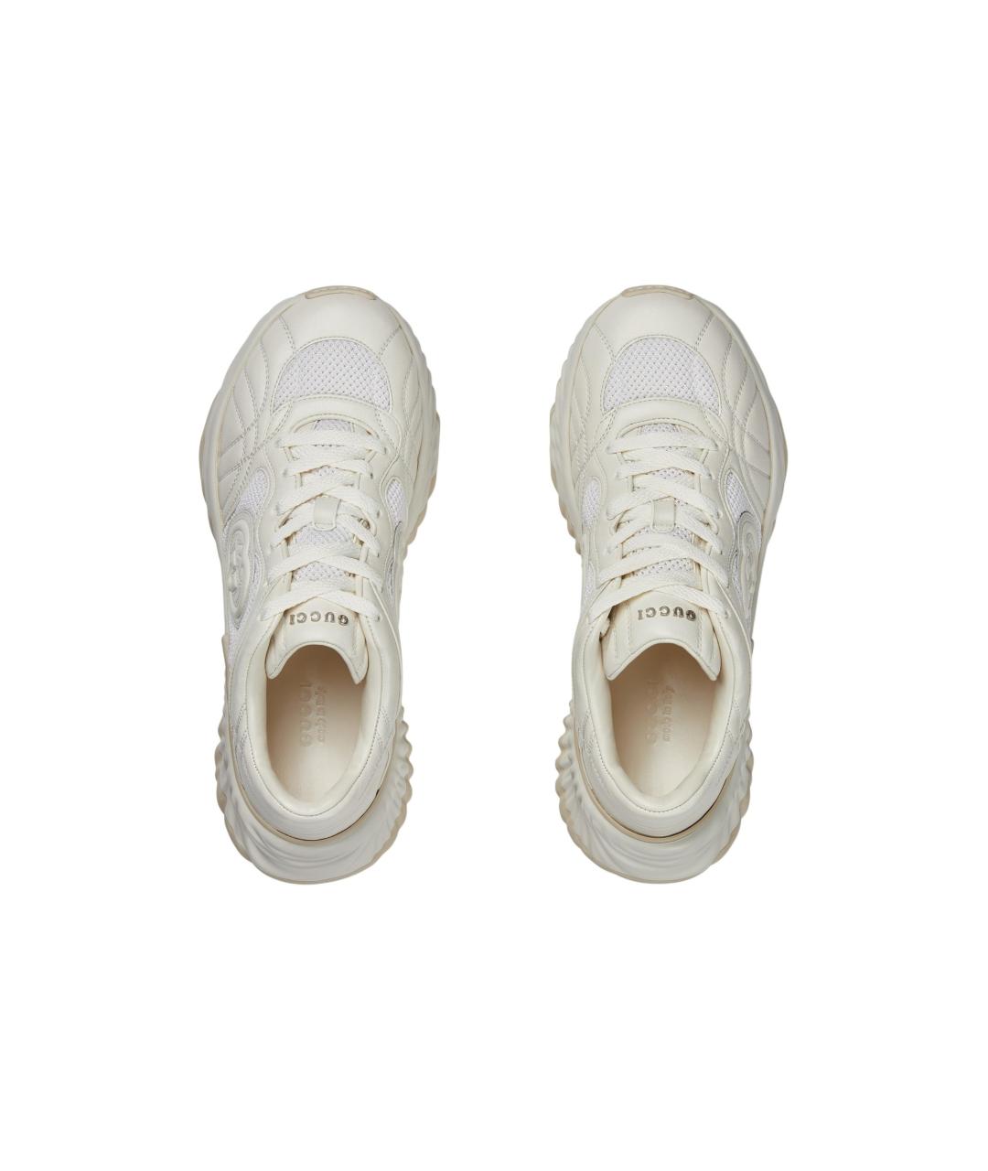 GUCCI Бежевые кожаные кроссовки, фото 4