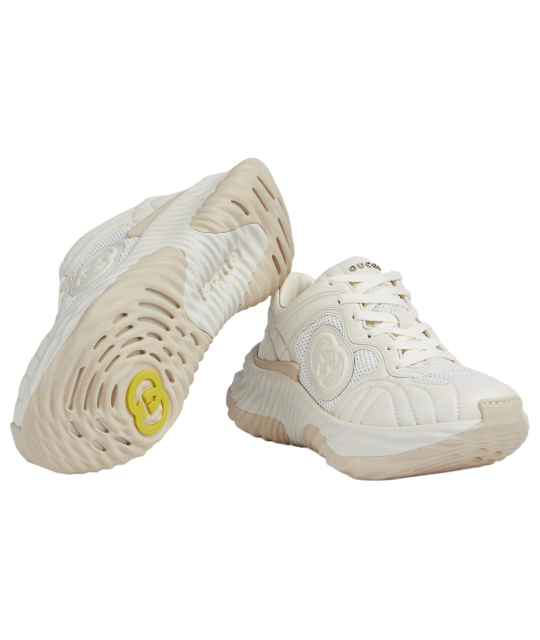 GUCCI Бежевые кожаные кроссовки, фото 6