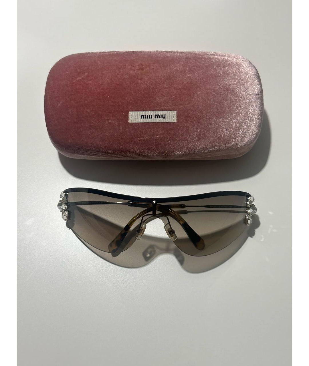 MIU MIU Коричневые металлические солнцезащитные очки, фото 6