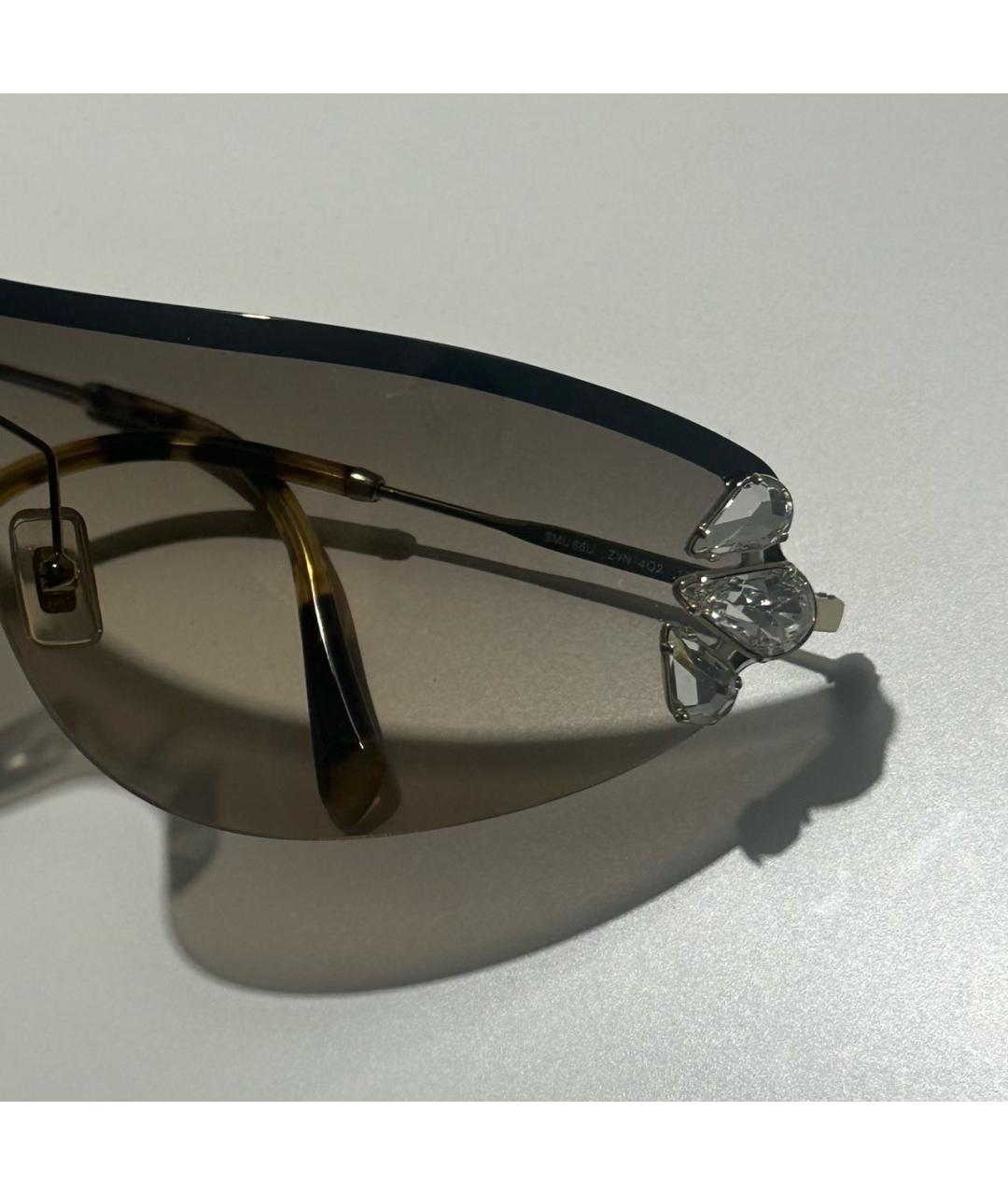 MIU MIU Коричневые металлические солнцезащитные очки, фото 4
