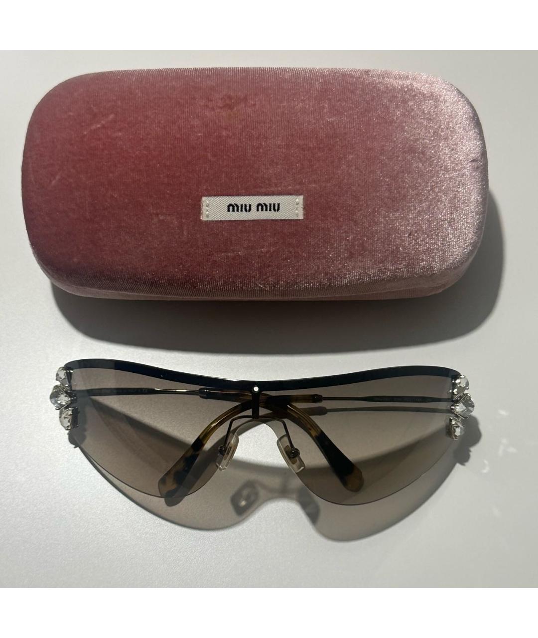 MIU MIU Коричневые металлические солнцезащитные очки, фото 5