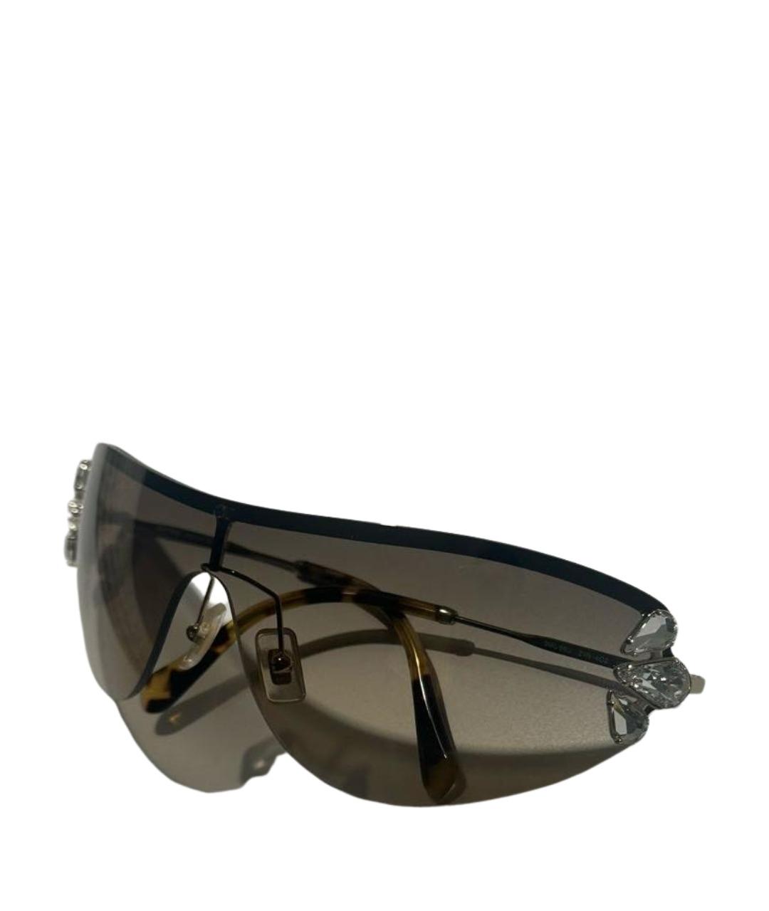 MIU MIU Коричневые металлические солнцезащитные очки, фото 2