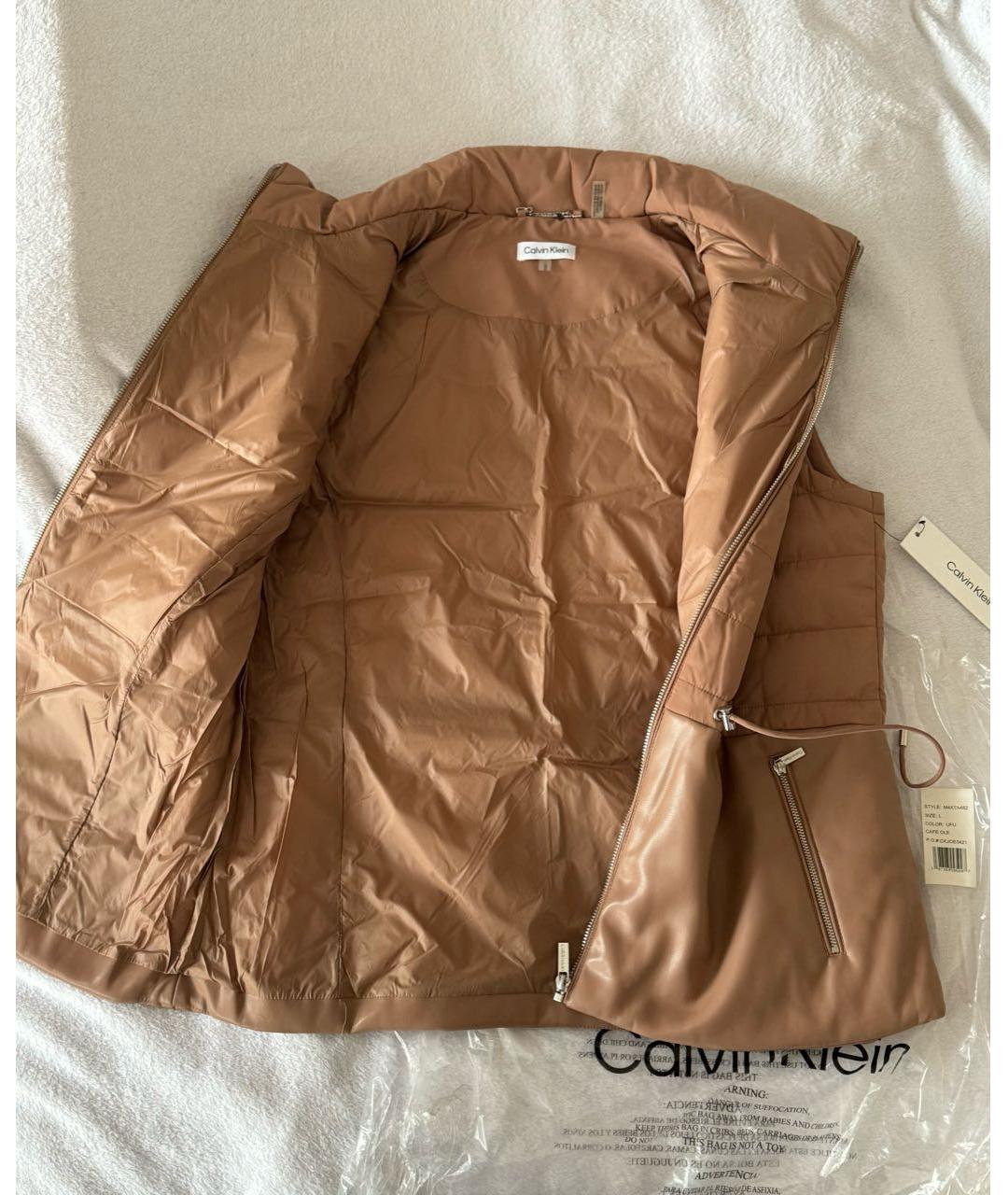CALVIN KLEIN Бежевый полиэстеровый жилет, фото 5