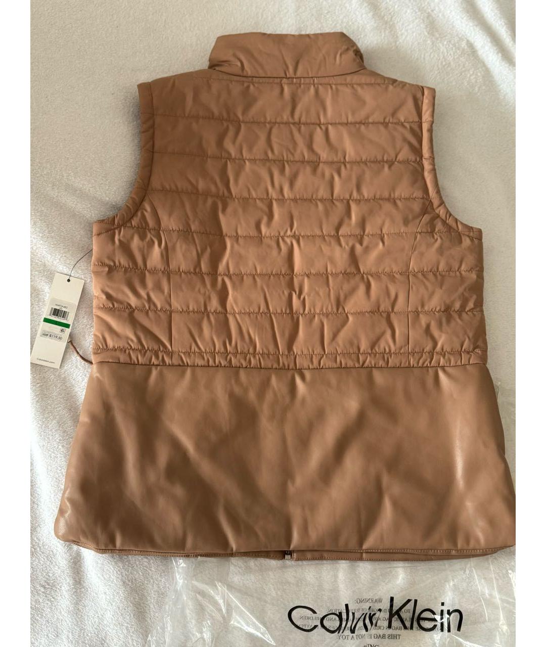 CALVIN KLEIN Бежевый полиэстеровый жилет, фото 6