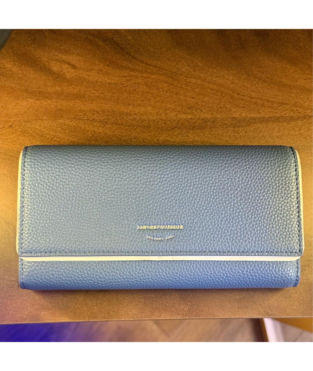 EMPORIO ARMANI Голубой кожаный кошелек, фото 6