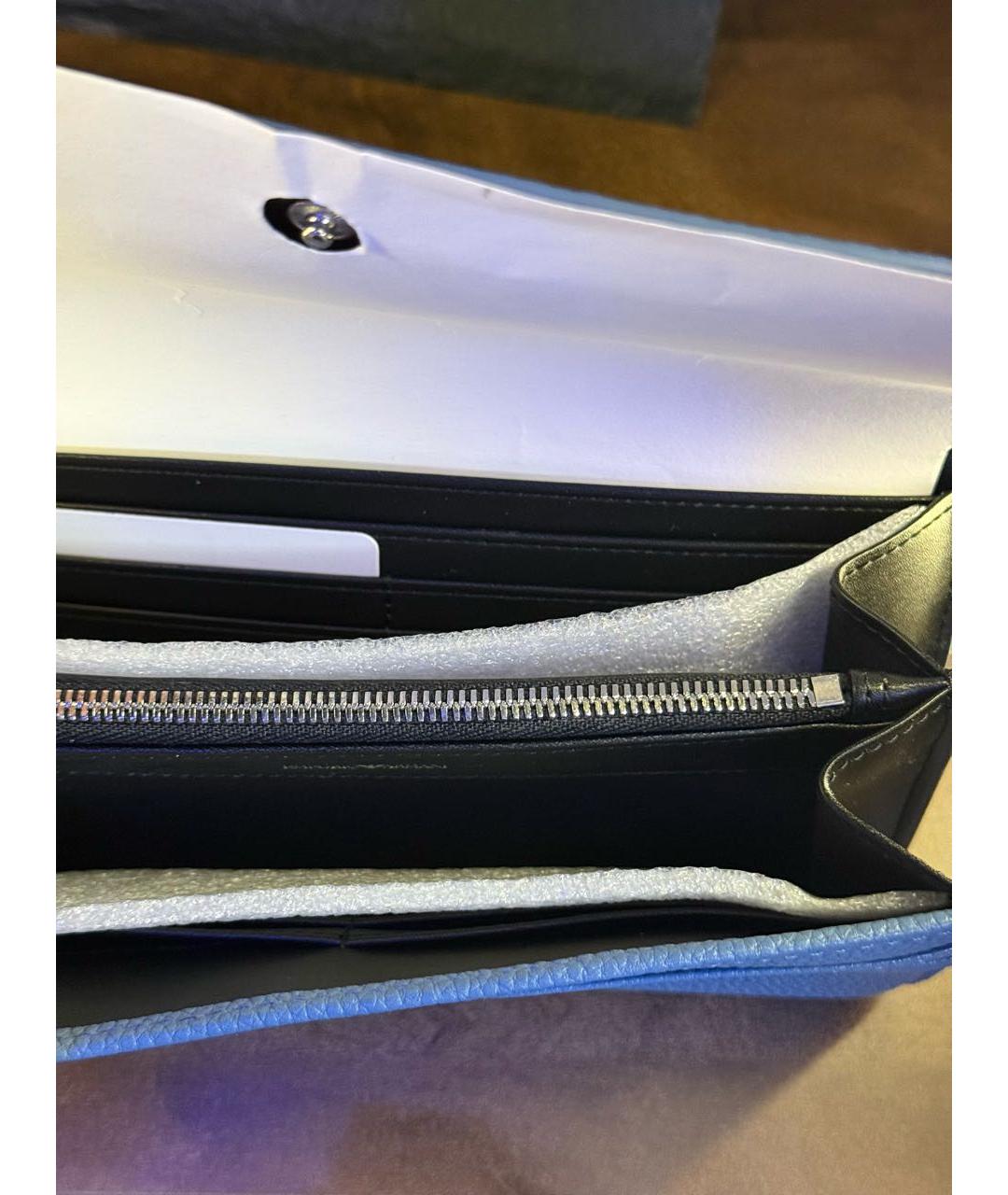 EMPORIO ARMANI Голубой кожаный кошелек, фото 3