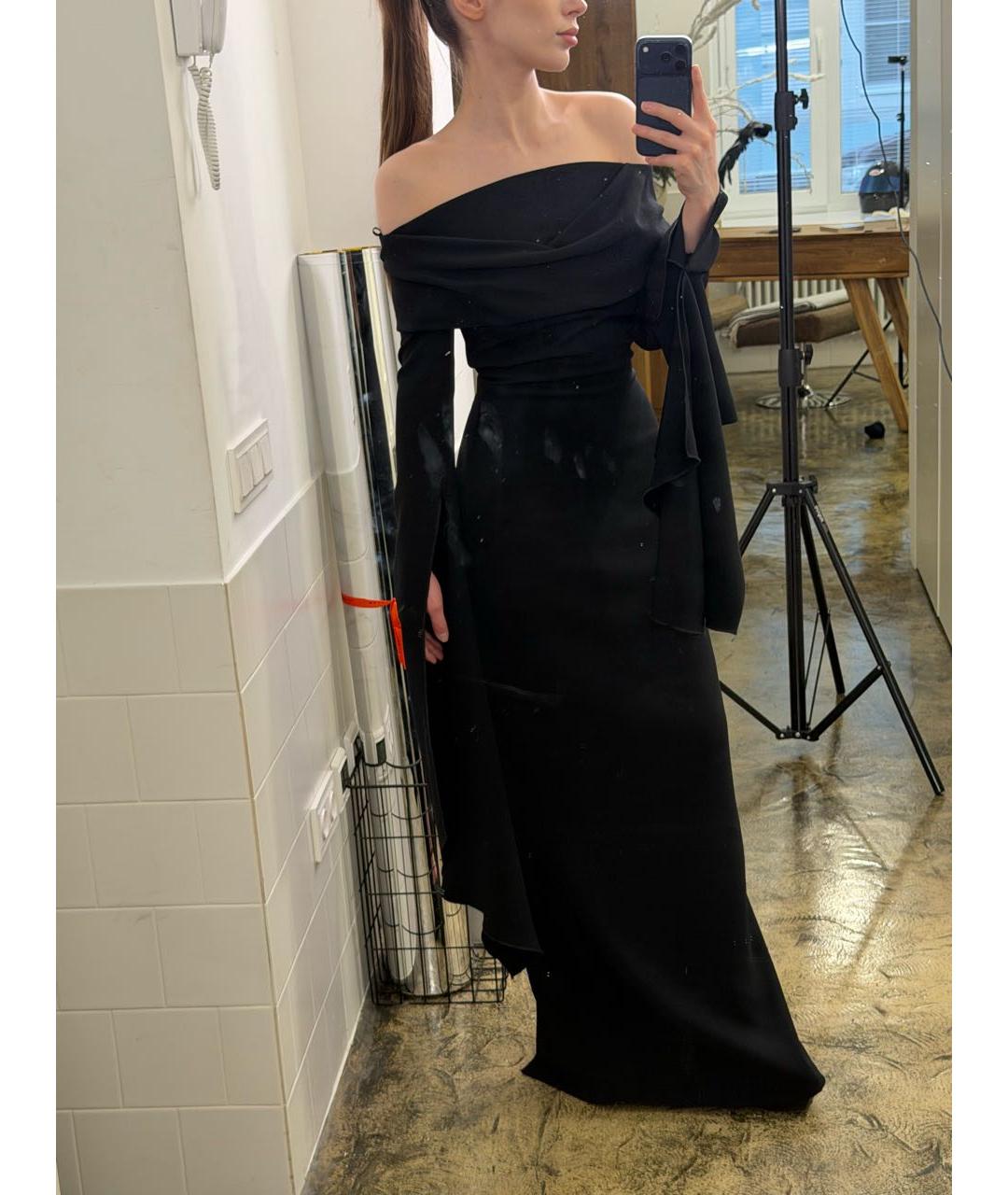 SOLACE LONDON Черное полиэстеровое вечернее платье, фото 6
