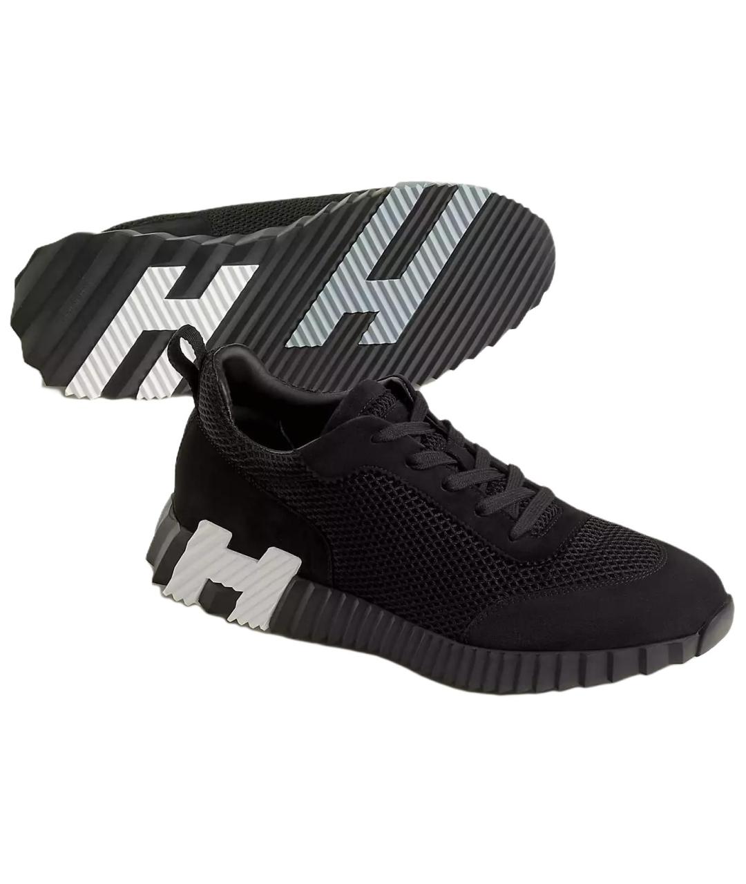 HERMES Черные текстильные низкие кроссовки / кеды, фото 5