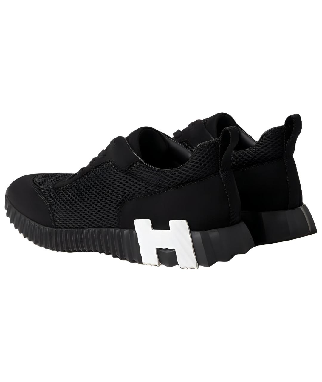 HERMES Черные текстильные низкие кроссовки / кеды, фото 3