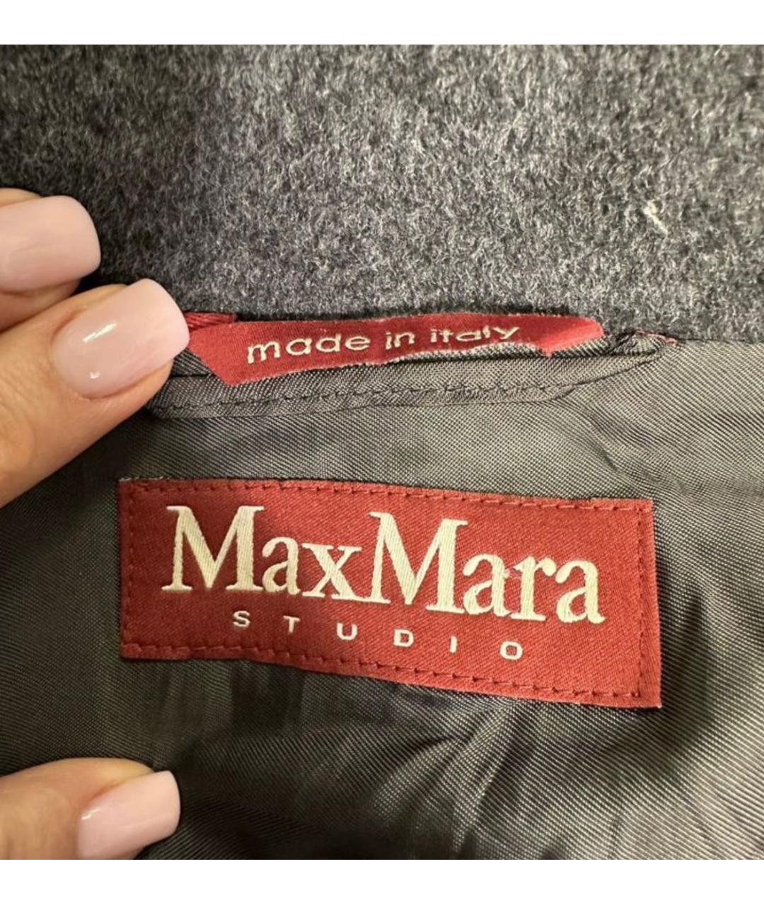 MAX MARA STUDIO Серое шерстяное пальто, фото 5