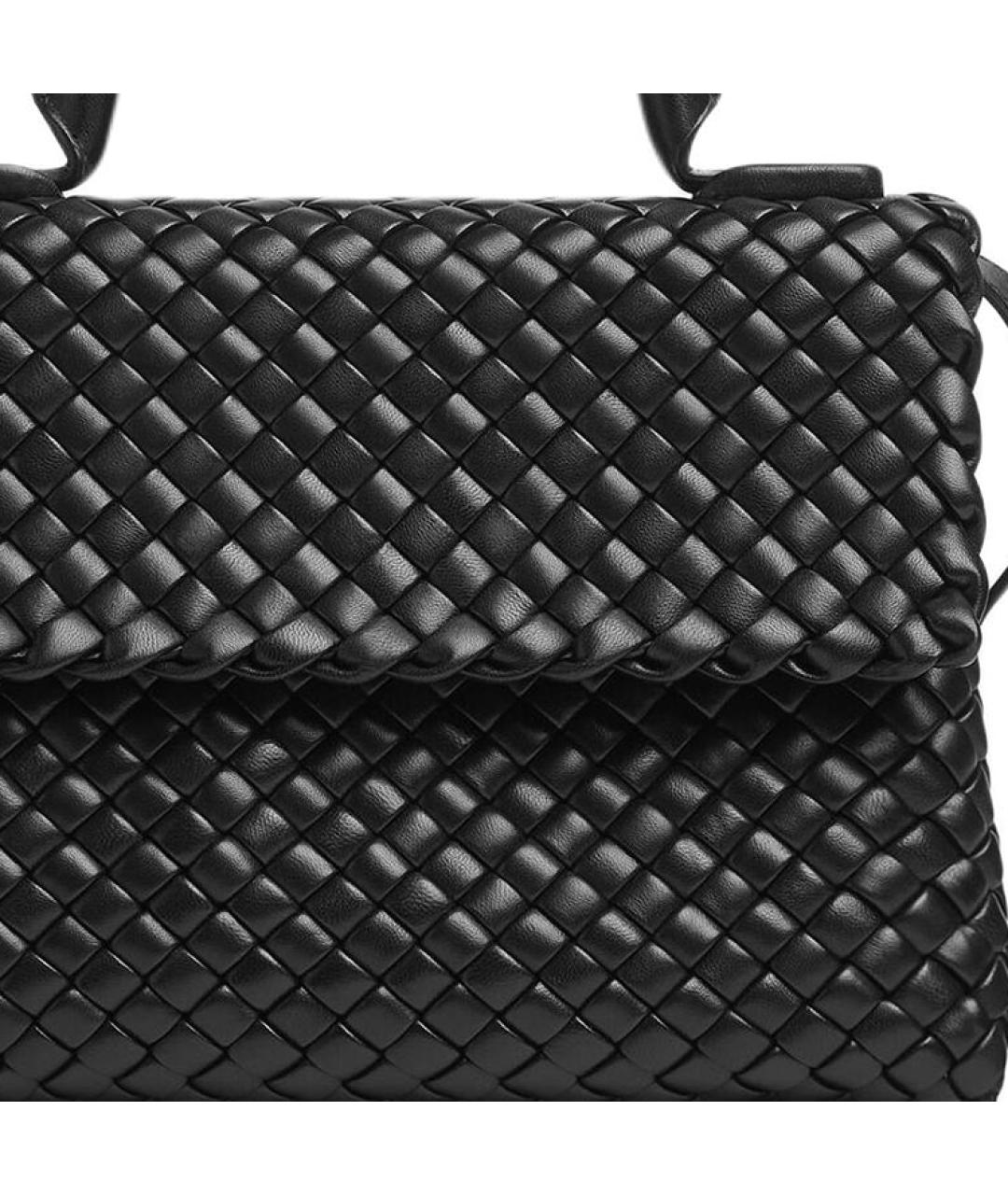BOTTEGA VENETA Черная кожаная сумка через плечо, фото 5