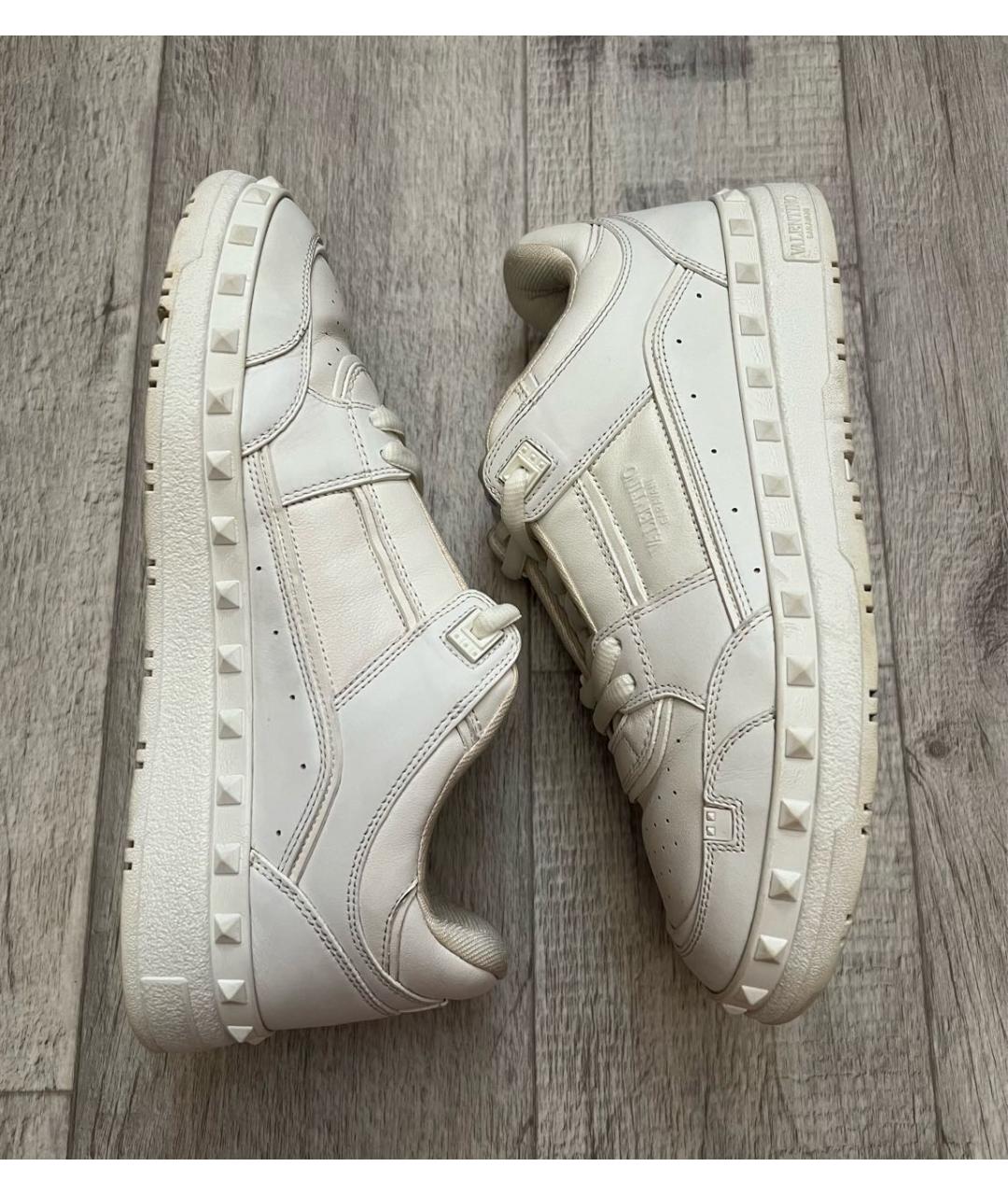 VALENTINO Белые кожаные низкие кроссовки / кеды, фото 5